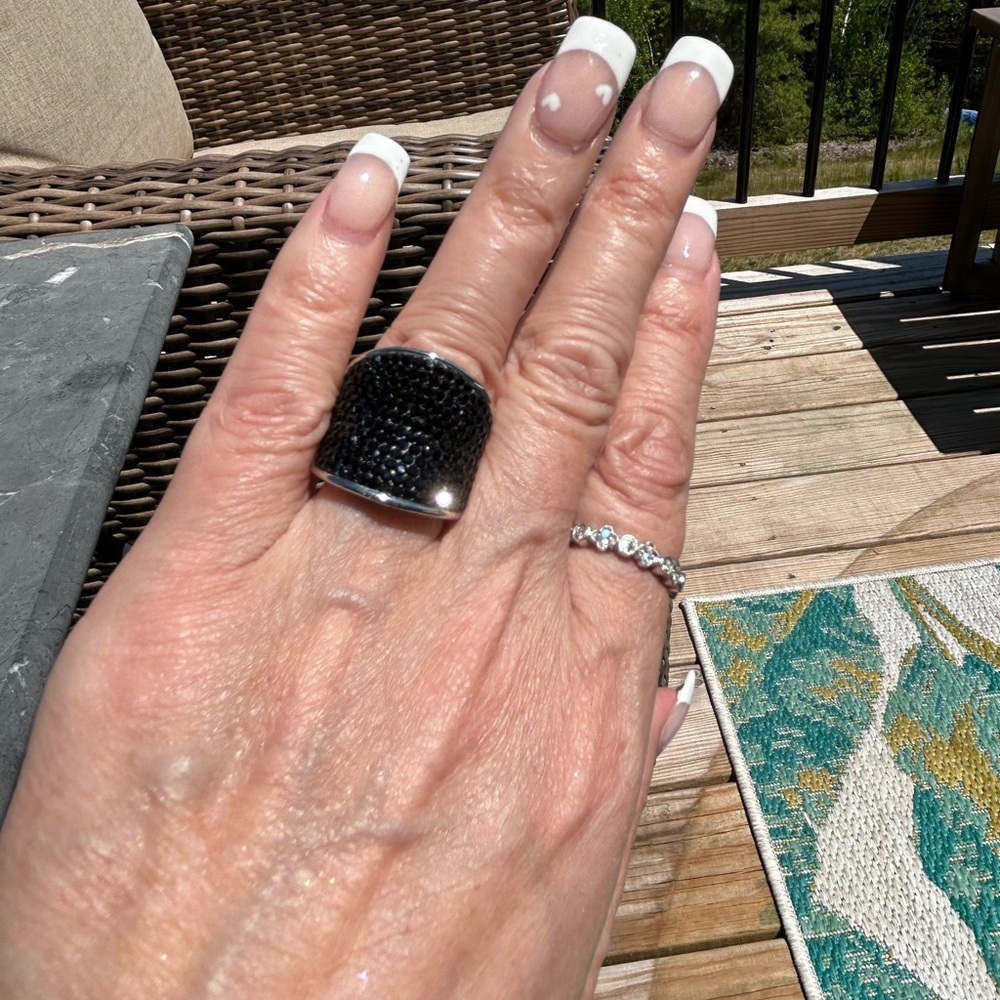 JCM Black Crystal Ring Sz 7